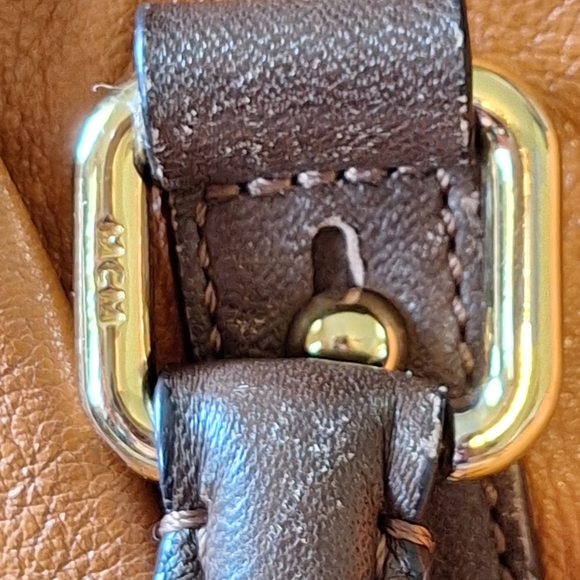 MCM Crossbody Tote Shoulder Bag Cognac Brown Leather Tote Handle - Picture 7 of 9